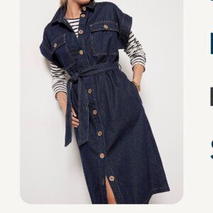 KUT From the Kloth Bonnie Denim Button Front Shirt Dress Dark Wash Medium